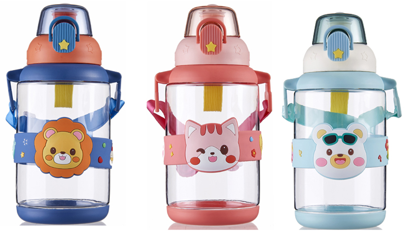 卡通立体动物儿童吸管杯 恐龙老虎兔造型带背带 防漏便携水杯 多色可爱图案 耐摔材质 宝宝上学外出喝水萌趣好物详情3