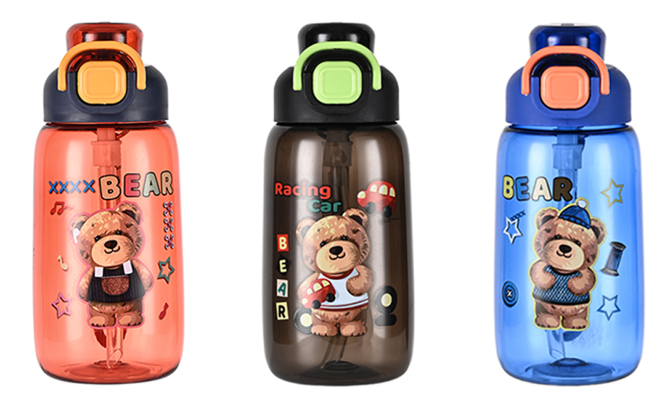 小熊卡通儿童吸管杯 带提手防漏便携水杯 多色可爱图案 耐摔材质 上学外出通用 宝宝饮水萌趣好物详情2