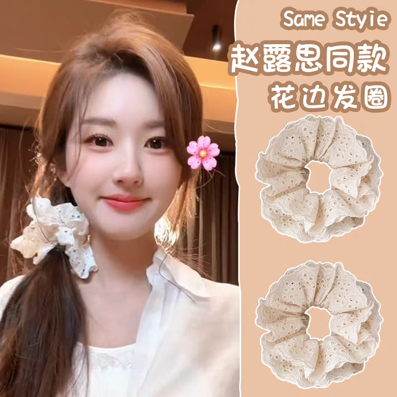 韩版女士拼接发绳头绳扎头绳发饰简约百搭学生发饰品女款大肠发圈发绳扎头绳白底实物图