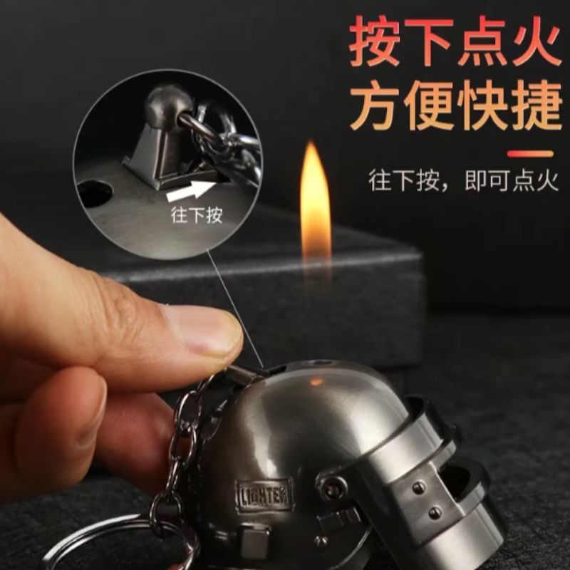 绝地求生钥匙扣吃鸡游戏头盔周边模型网红创意新款明火打火机详情图2