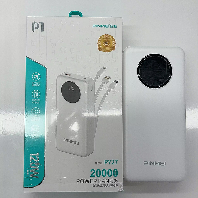 Pinmei PY27 3C-certified power bank, with a large capacity of 20000mAh and built-in PD fast charging, is portable and practical Specification image