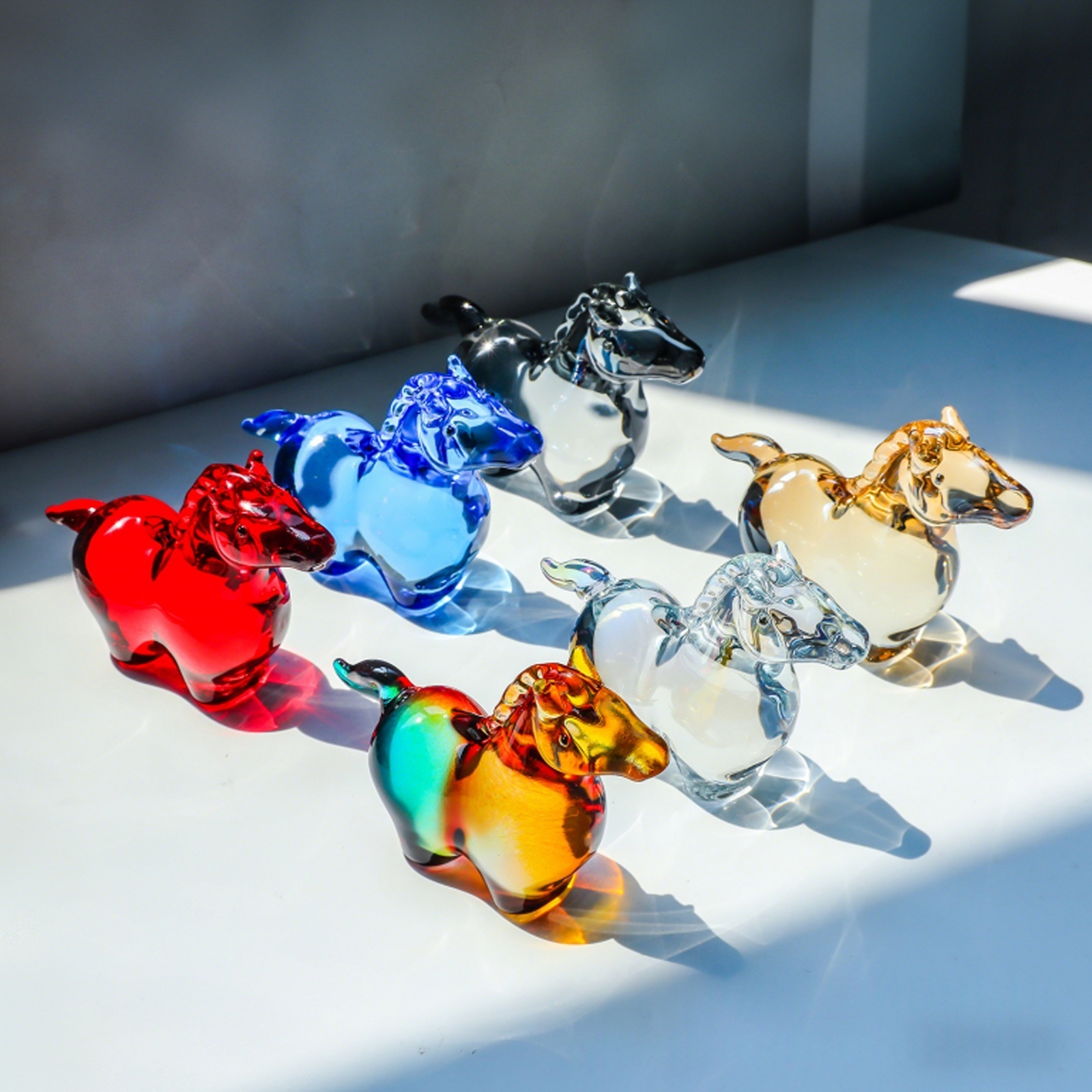 跨境轻奢生肖动物水晶马工艺品室内软装摆件儿童生日马年新年礼物