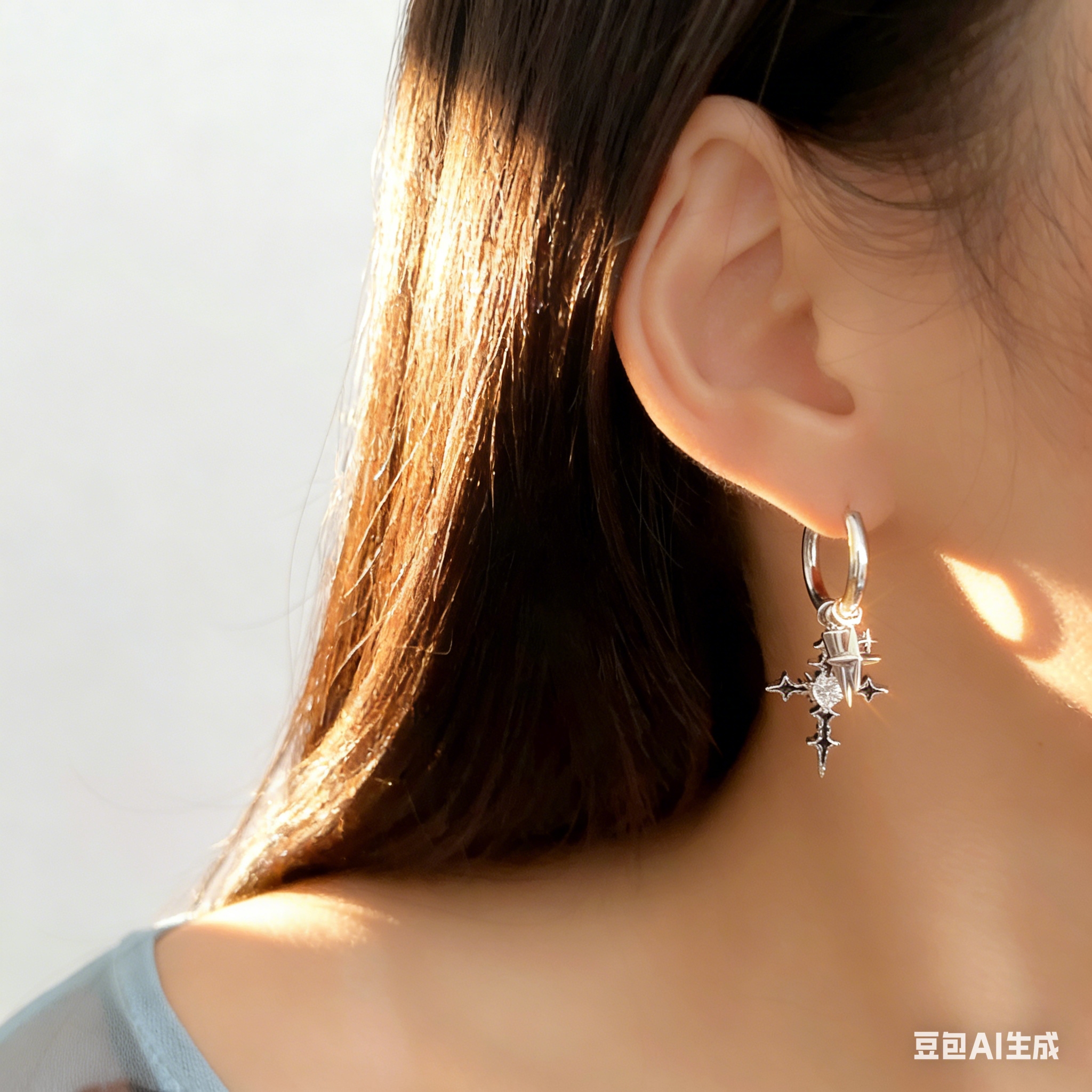 Titanium alloy five-pointed star zircon ear studs, medical implantable grade, ear care and anti-allergy star ear bone cochlear stud earrings Specification image