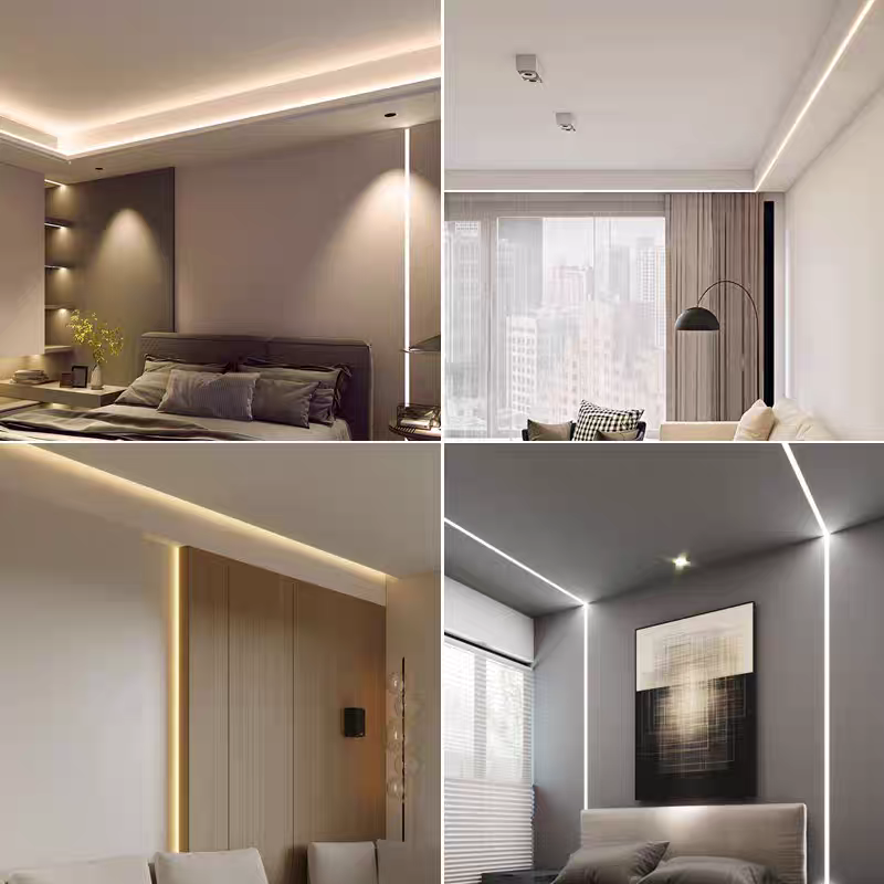 NVC LED linear light, embedded concealed linear light, double eyelid ceiling linear light strip, pre-embedded linear light slot, 5315 batch gray model, black cover