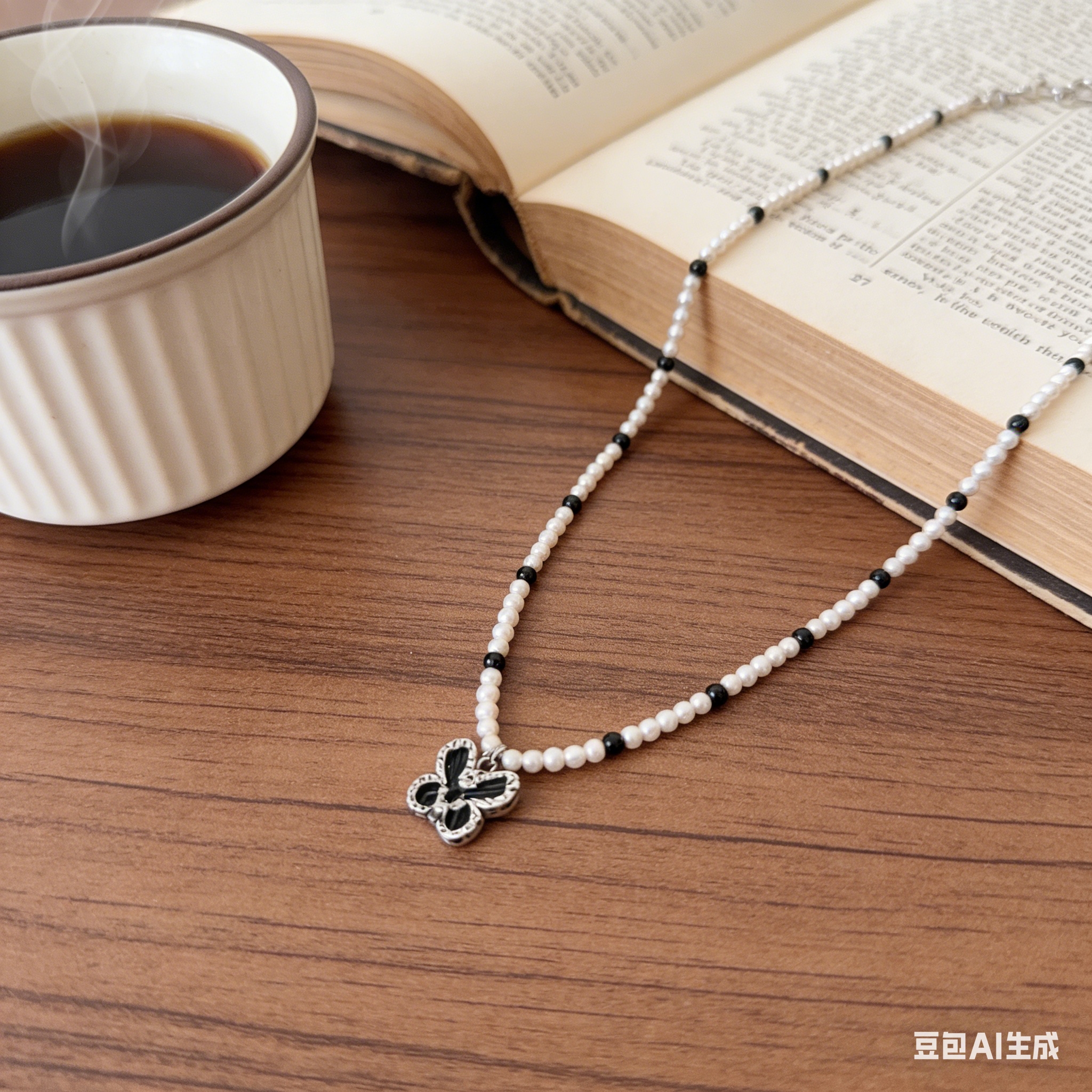 The stainless steel pendant with butterfly decoration on the necklace and the devil's eye Buddhist accessory are fashionable and versatile