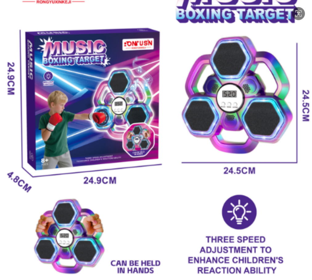 Cross-border e-commerce bestseller rhythm music boxing wall target, home children's boxing trainer, stress-relieving exercise, physical fitness, intelligent colorful boxing training machine details Picture