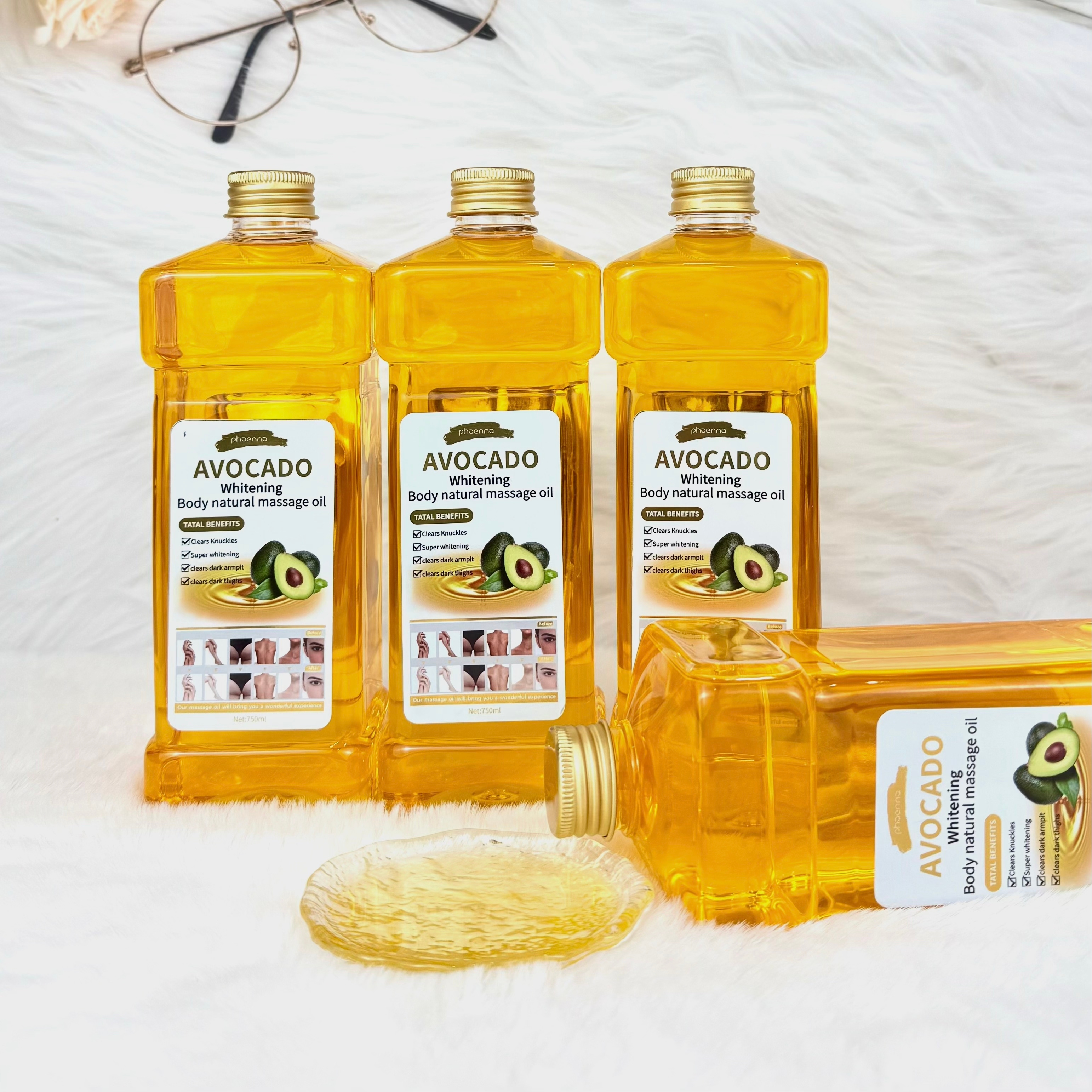 跨境750ML牛油果面部身体按摩油Avocado - Facial and Body Massage Oil