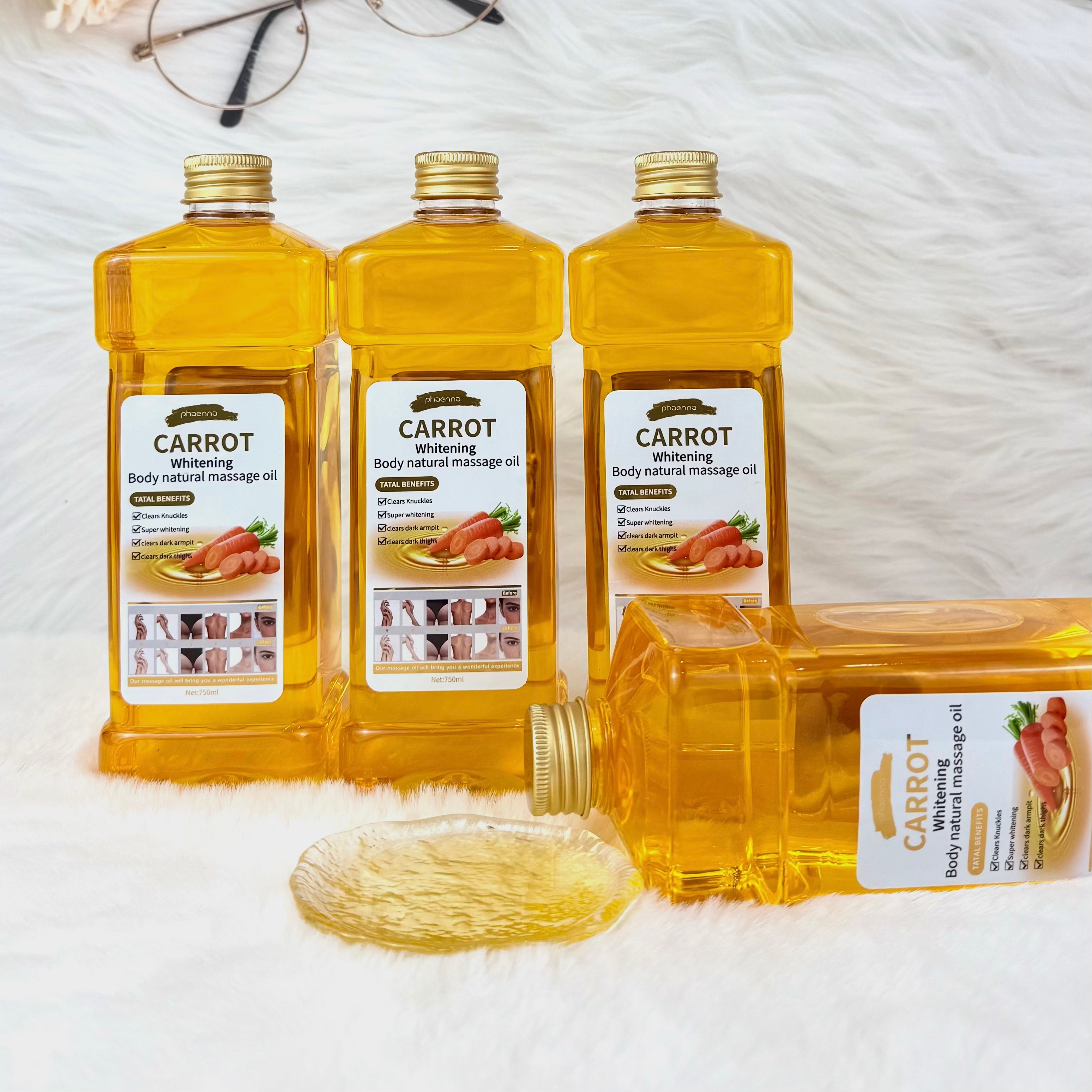 跨境750ML胡萝卜面部身体按摩油Carrots - Facial  and Body Massage Oil