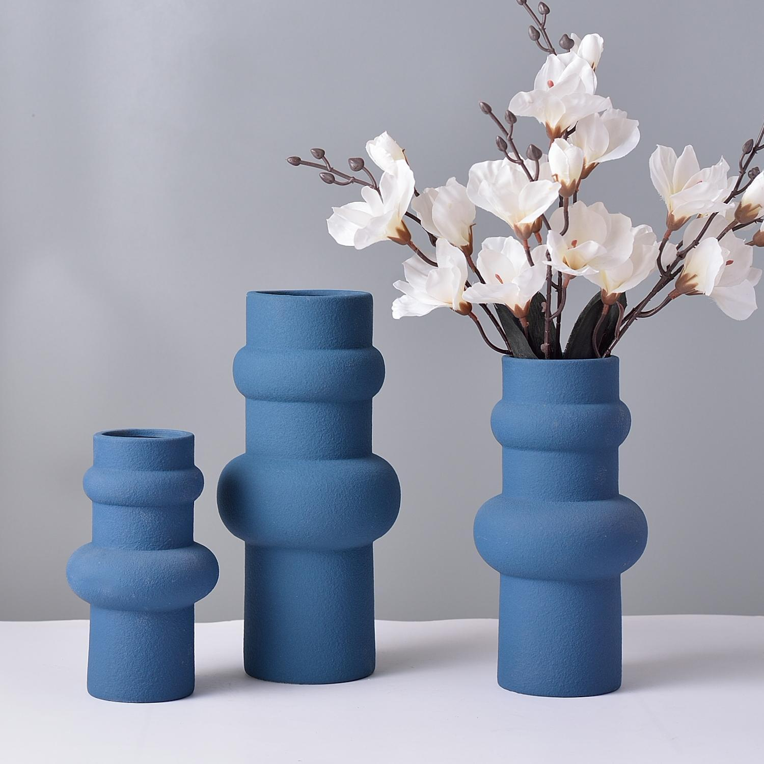 北欧风素胚陶瓷白色花瓶摆件客厅装饰仿真花器