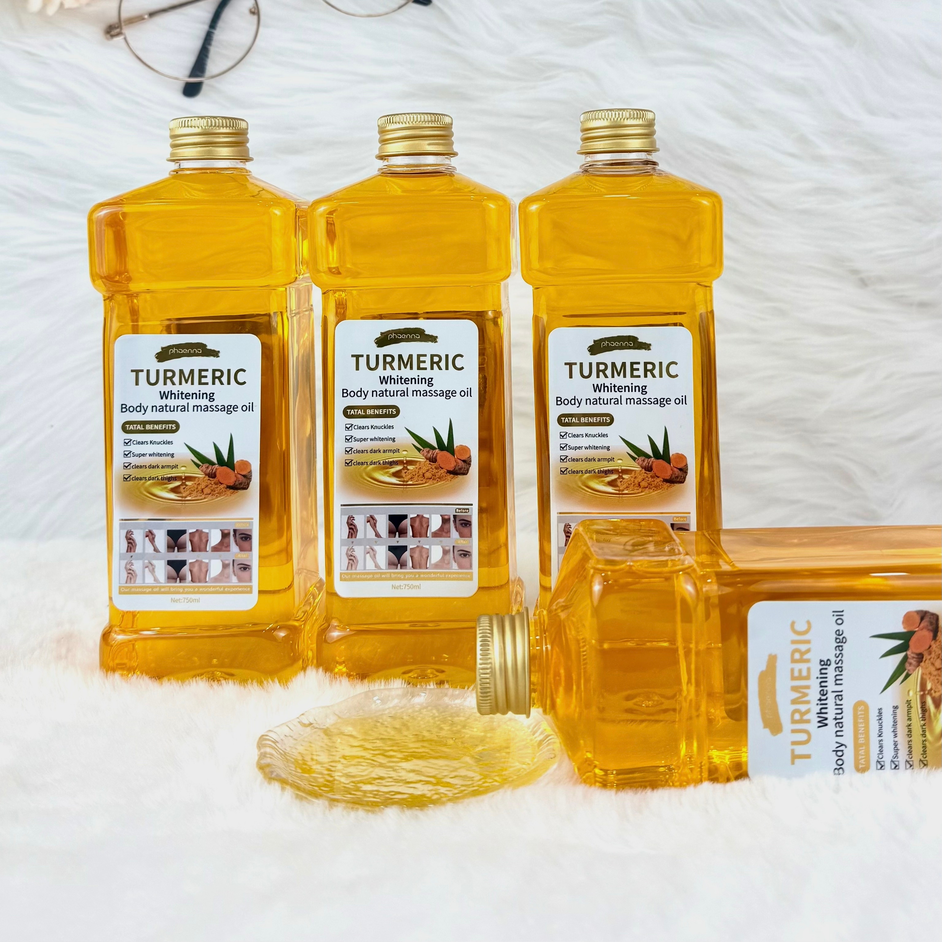 跨境750ML姜黄面部身体按摩油Turmeric - Facial and Body Massage Oil