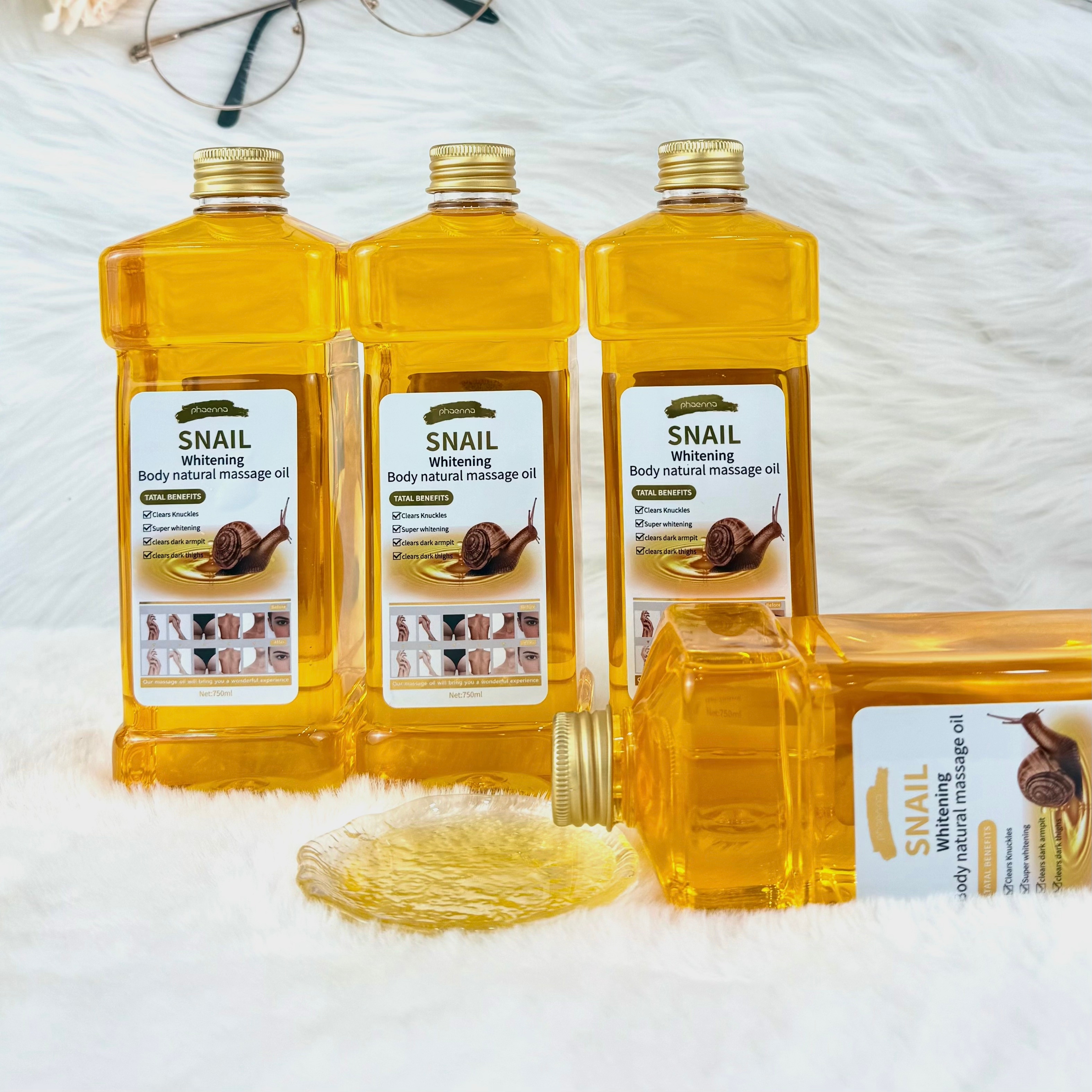 跨境750ML蜗牛面部身体按摩油Snail - Facial and Body Massage Oil