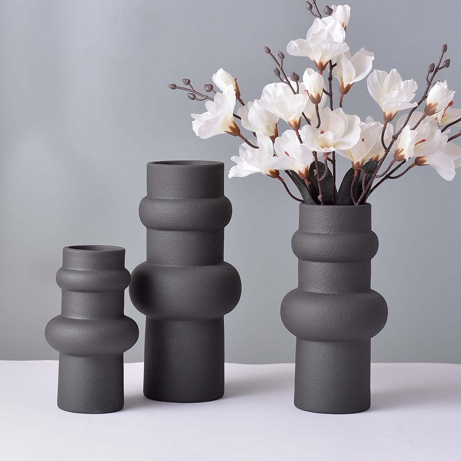 北欧风素胚陶瓷白色花瓶摆件客厅装饰仿真花器产品图