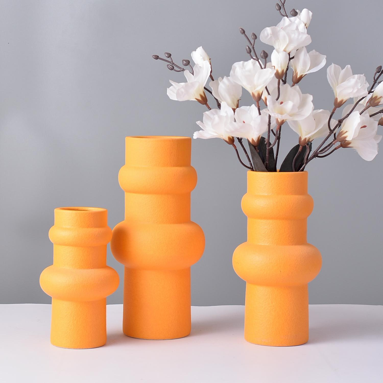 北欧风素胚陶瓷白色花瓶摆件客厅装饰仿真花器细节图