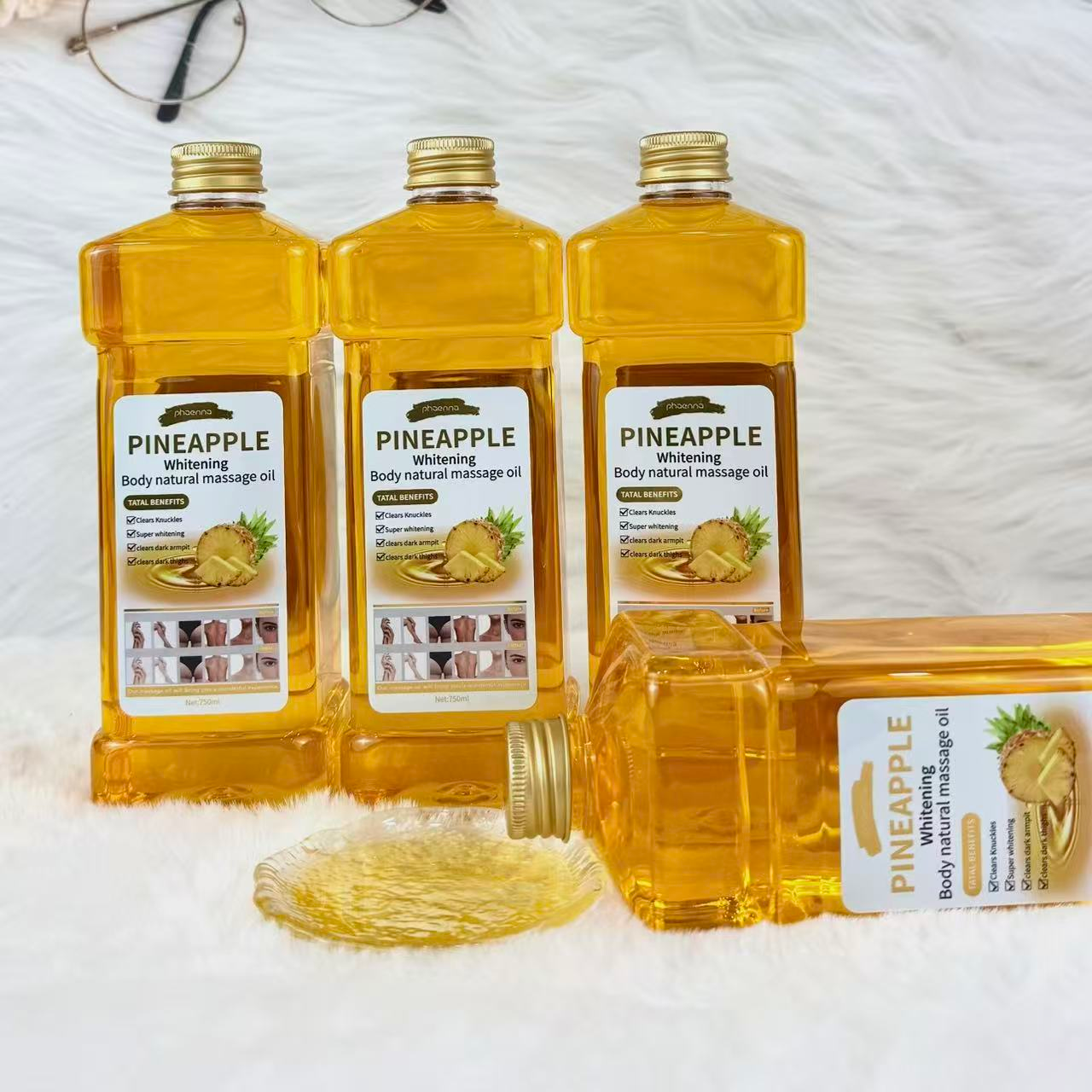 跨境750ML凤梨面部身体按摩油Pineapple - Facial and Body Massage Oil