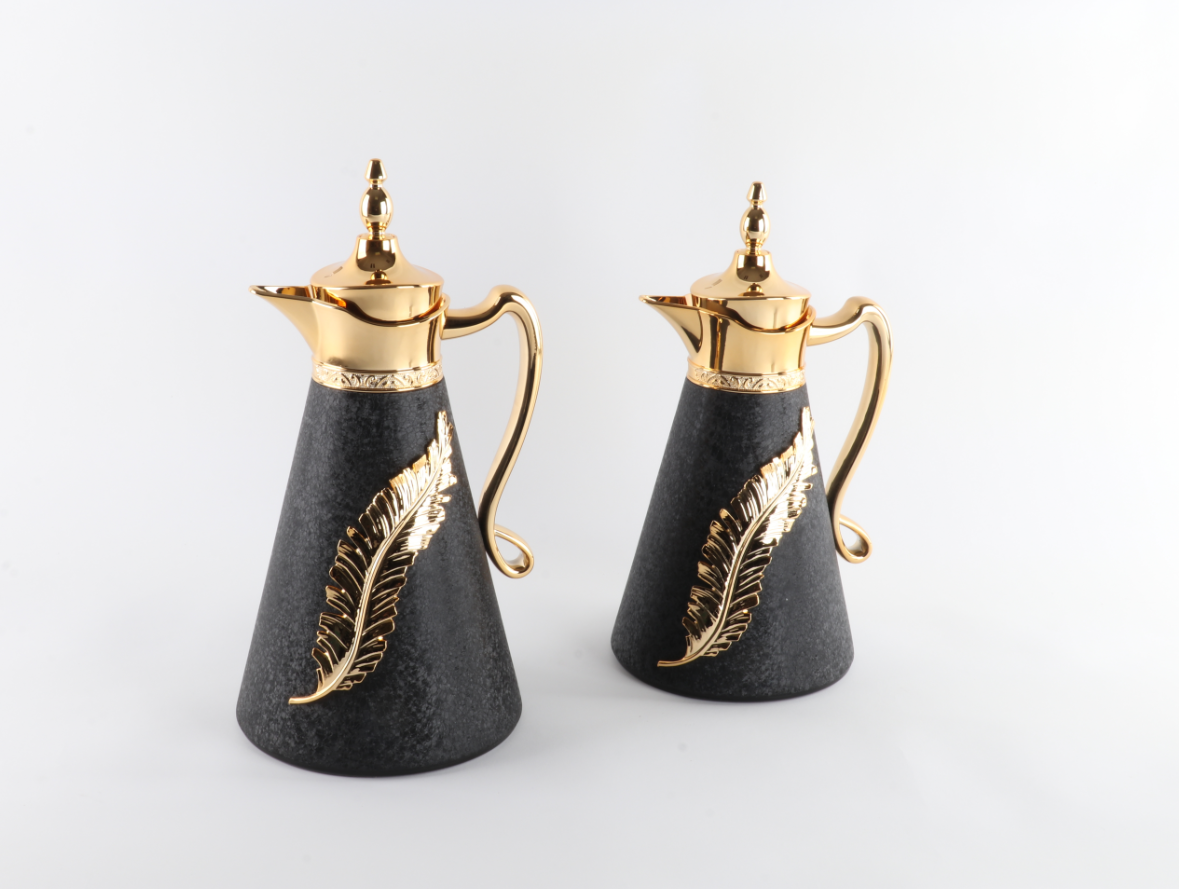 EJSHE FLASK 欧美中东高端新款羽毛咖啡壶冰花工艺保温瓶茶壶家居