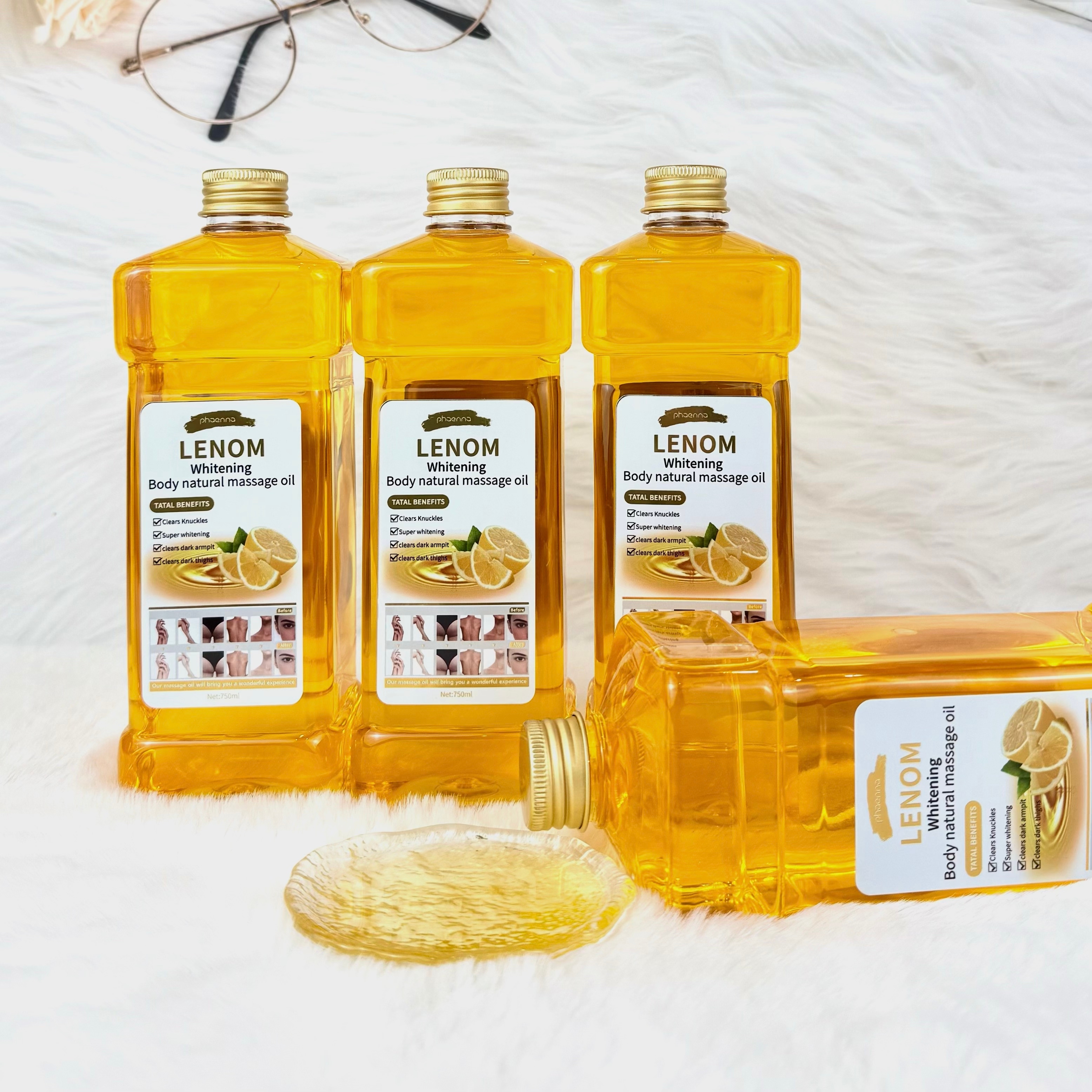 跨境750ML柠檬面部身体按摩油Lemon Facial and Body Massage Oil
