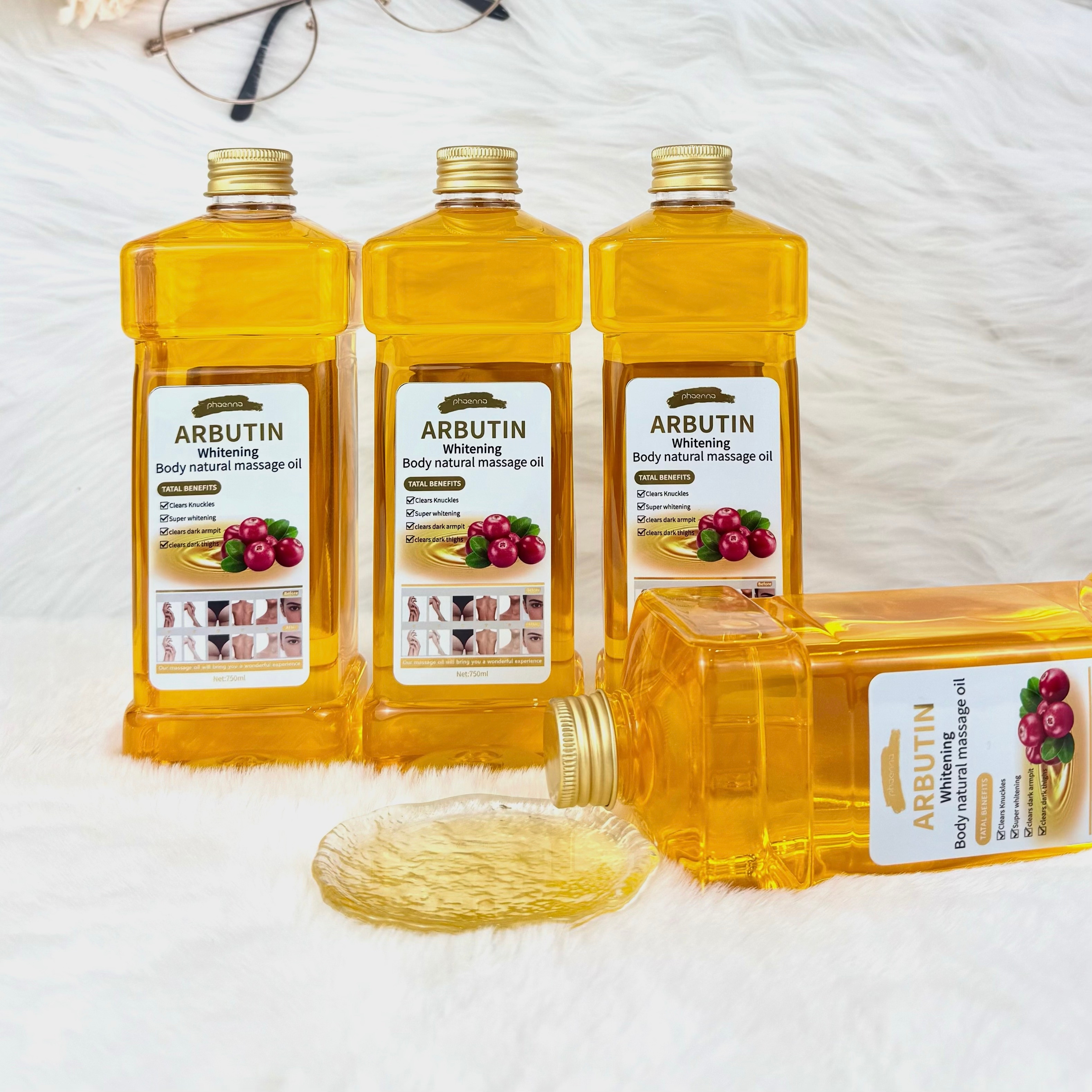 跨境750ML熊果苷面部身体按摩油Arbutin - Facial and Body Massage Oil