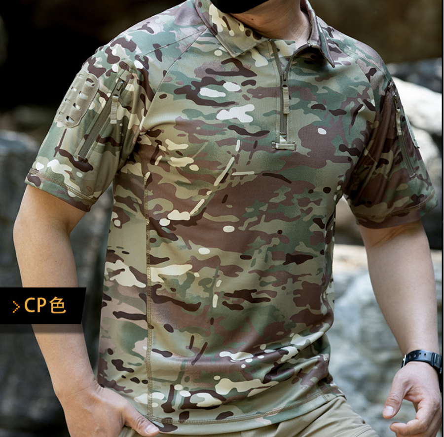 男士夏季户外运动T血速干翻领短袖轻薄透气运动polo衫T恤细节图