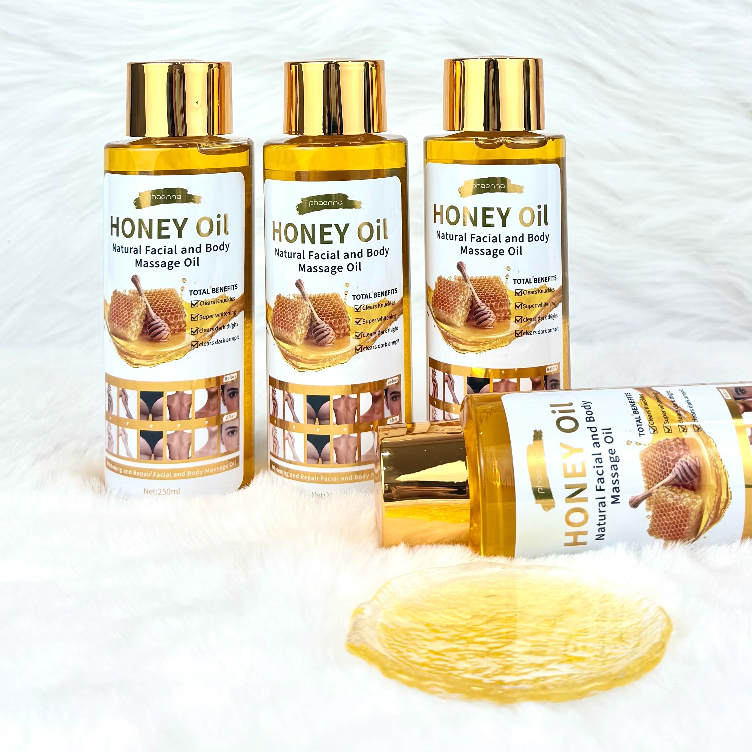 2025跨境热卖250ML蜂蜜面部身体天然按摩油Natural Facial  and Body Massage Oil