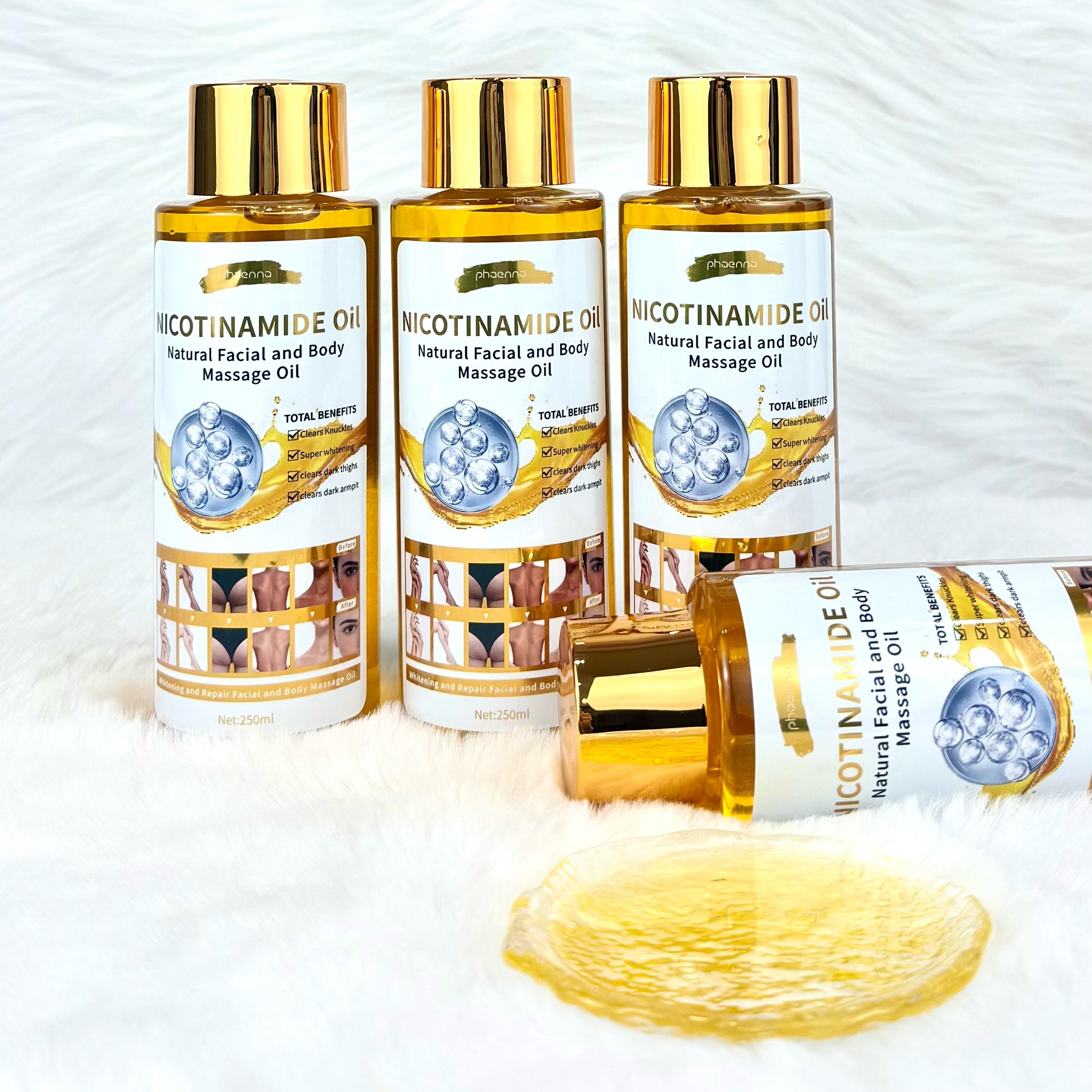2025跨境热卖250ML烟酰胺身体天然按摩油Natural Facial  and Body Massage Oil