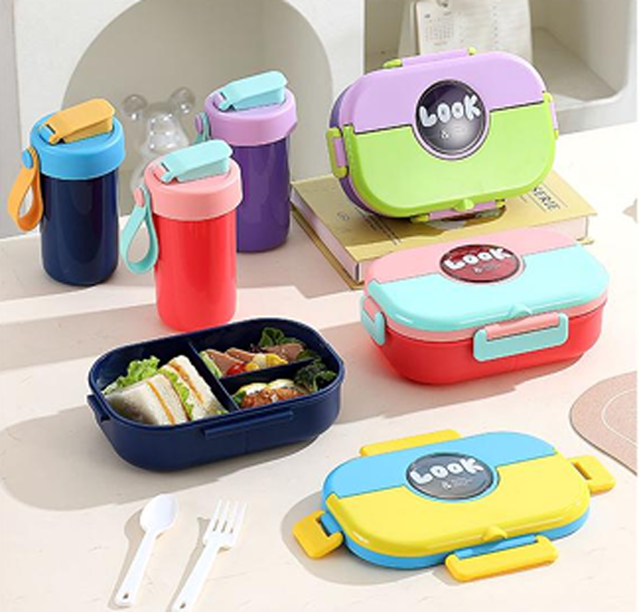 高颜值撞色餐盒 + 水杯套装 便携带饭盒 学生上班族午餐含餐具详情2