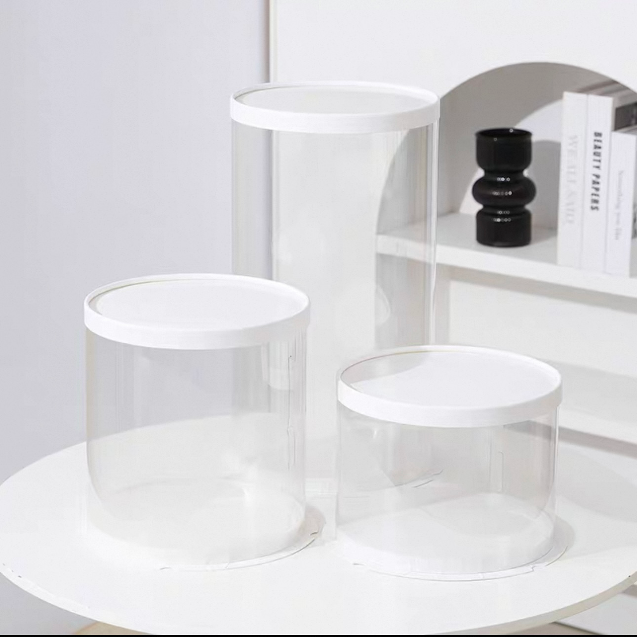 Round transparent box, cake box, gift packaging, transparent box, cake packing box details Picture