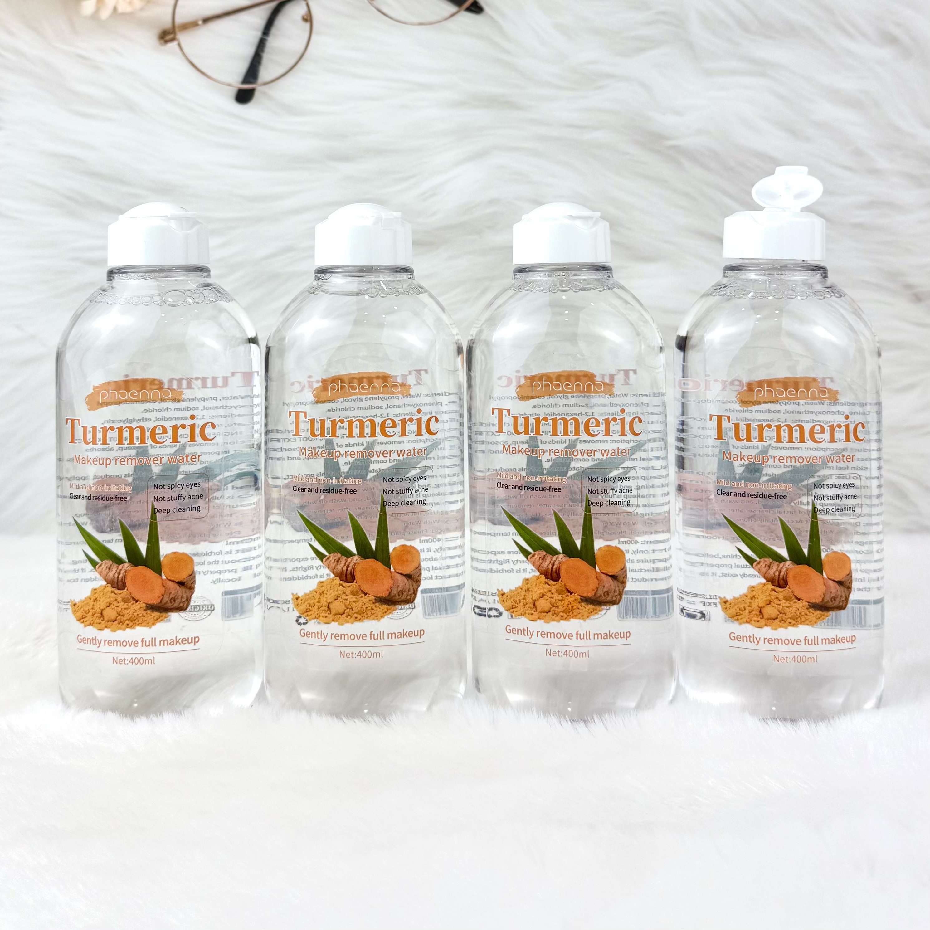 2025外贸新款400ML姜黄清洁卸妆水Turmeric Makeup Remover详情1