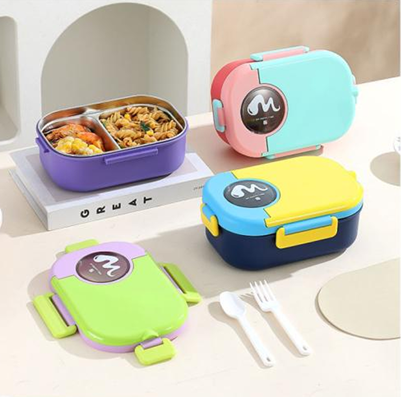 多色撞色分隔餐盒|食品级材质 便携防漏 含餐具 学生上班族带饭颜值饭盒 轻食便当详情3