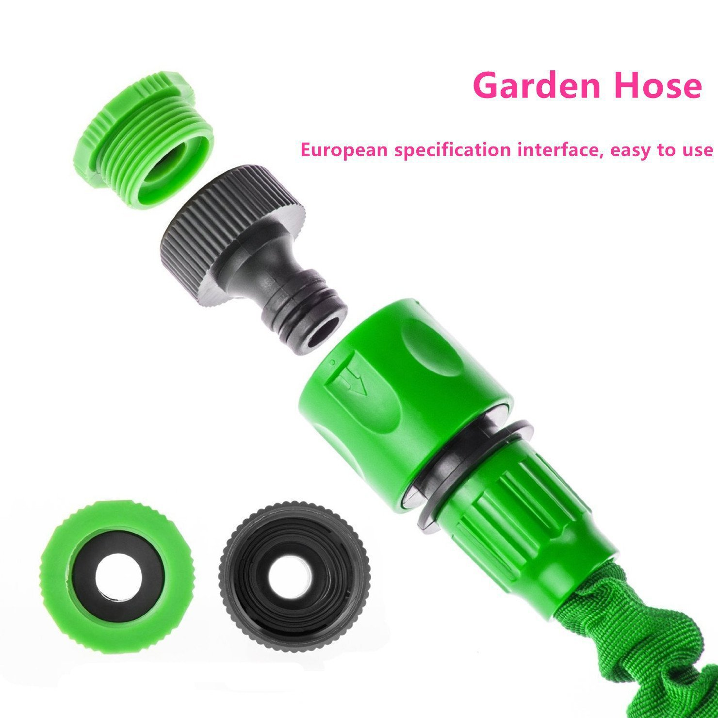 Cross-border portable garden car wash and flower watering 3x telescopic water pipe, latex imitation all-season hose, ten-function car wash water gun Specification image