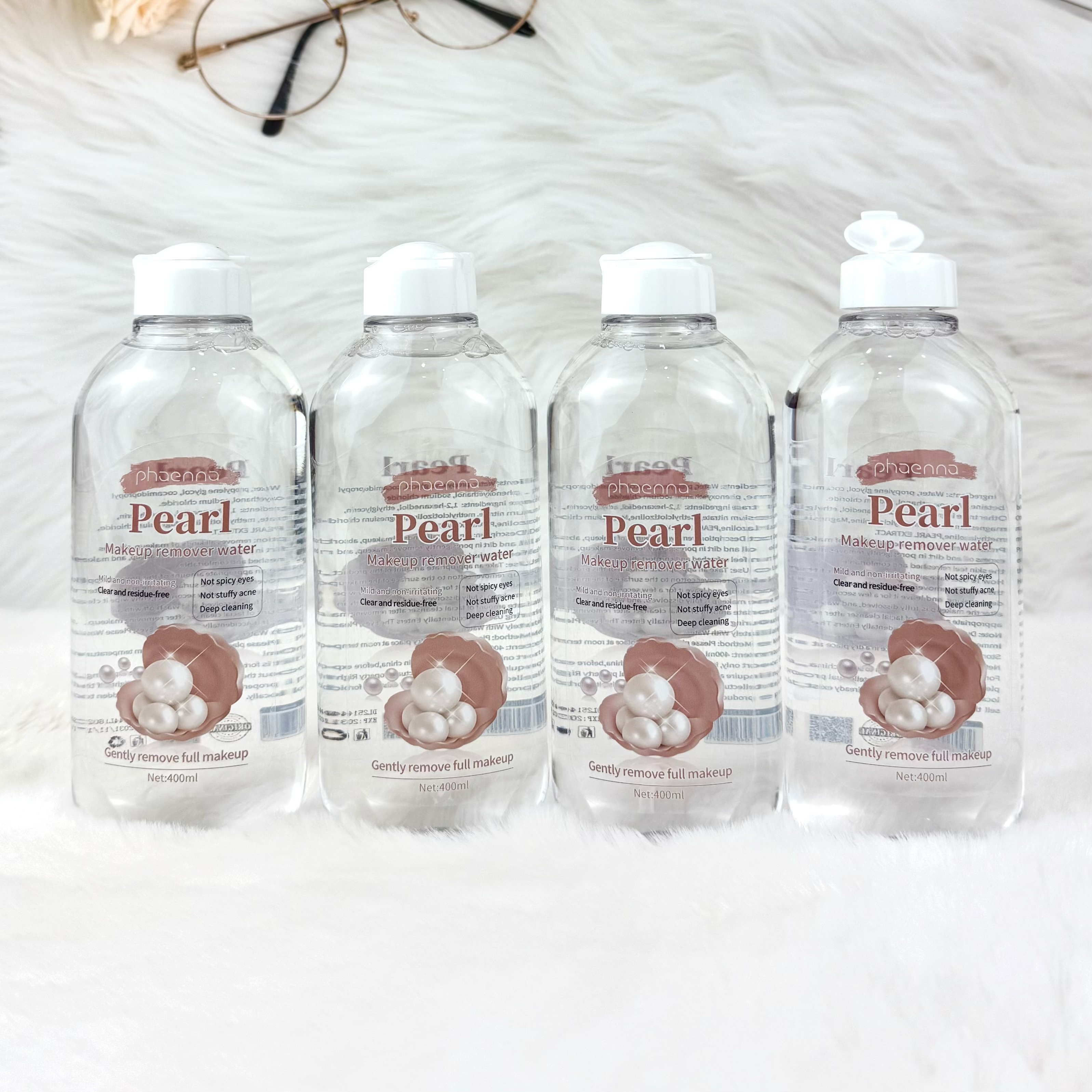 2025外贸新款400ML珍珠清洁卸妆水Pearl Cleansing Makeup Remover