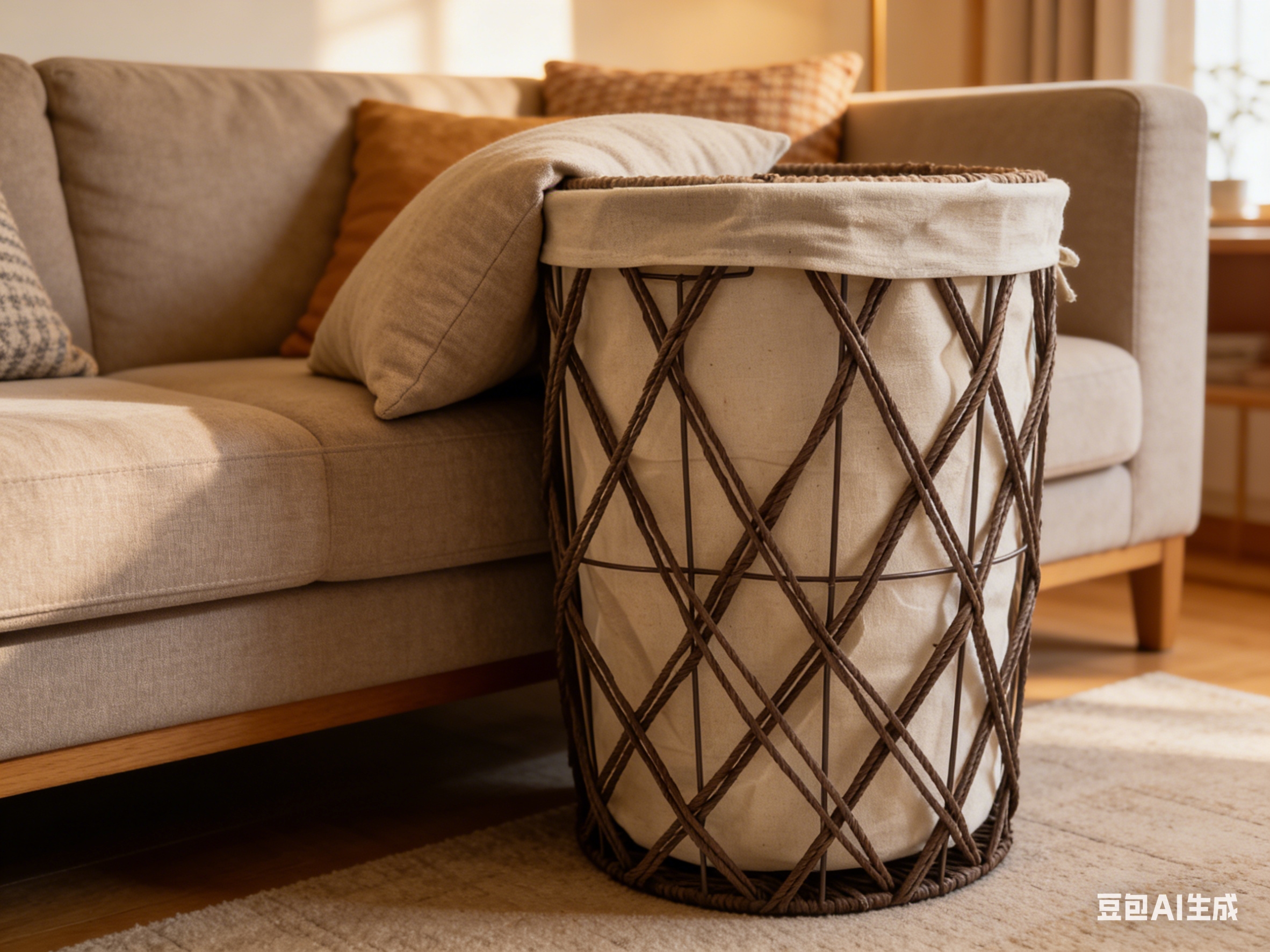 家居日用收纳筐纸绳布艺创意置物篮收纳框3件套