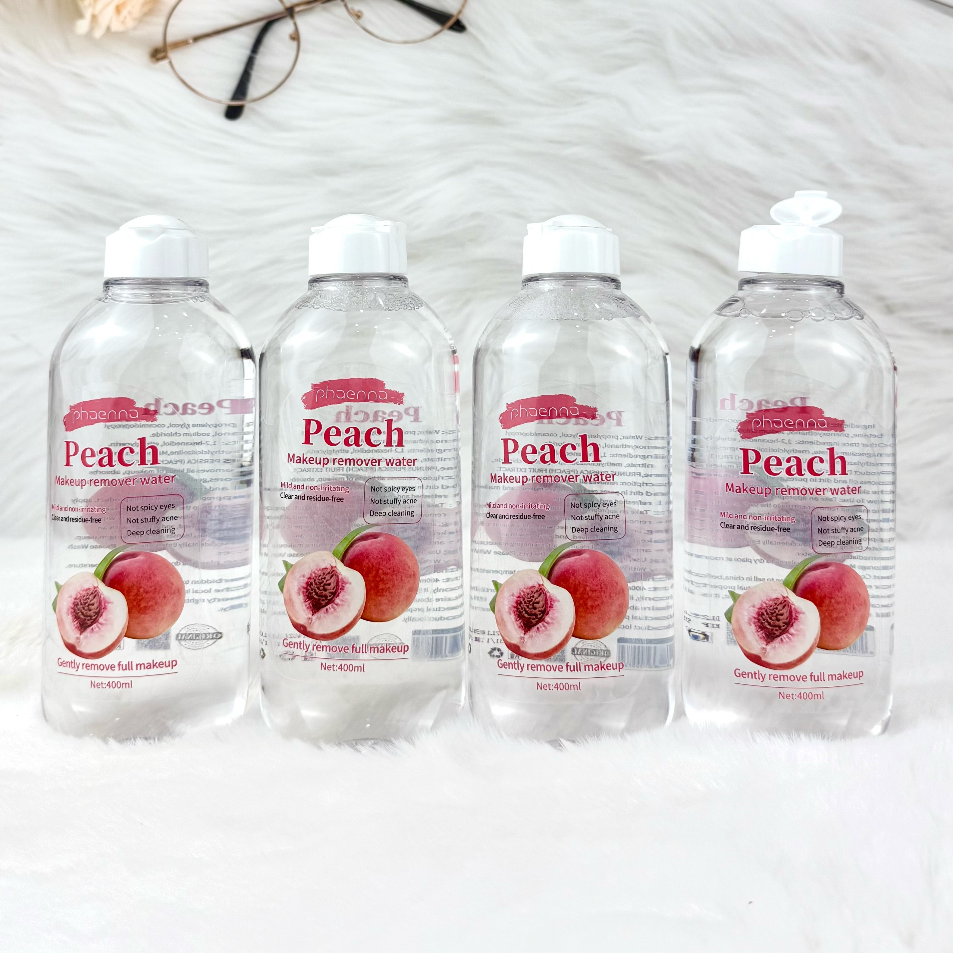 2025外贸新款400ML蜜桃清洁卸妆水Peach Makeup Remover Water
