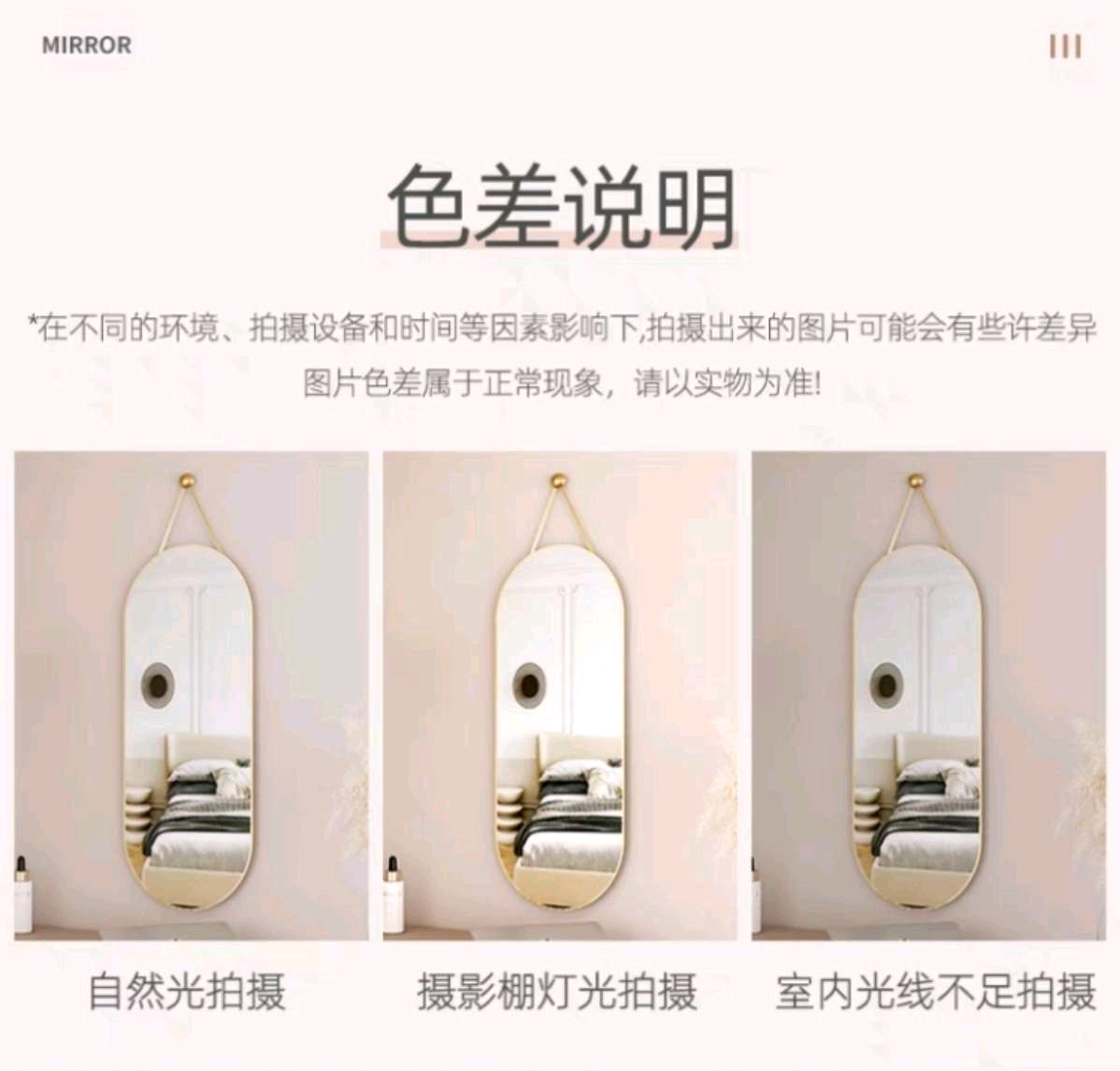 48*30椭圆穿衣镜挂墙入户玄关试衣镜家用壁挂女生卧室全身镜子详情图3