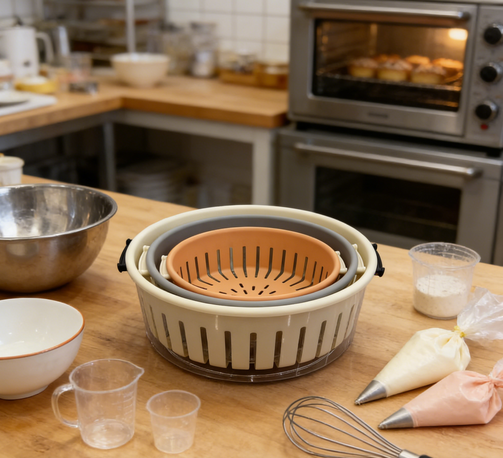 The transparent plate of the draining basket is detachable. The draining basket is made of strong material. It is a vegetable washing basket for home light luxury water pool and a draining basin Application Scenario