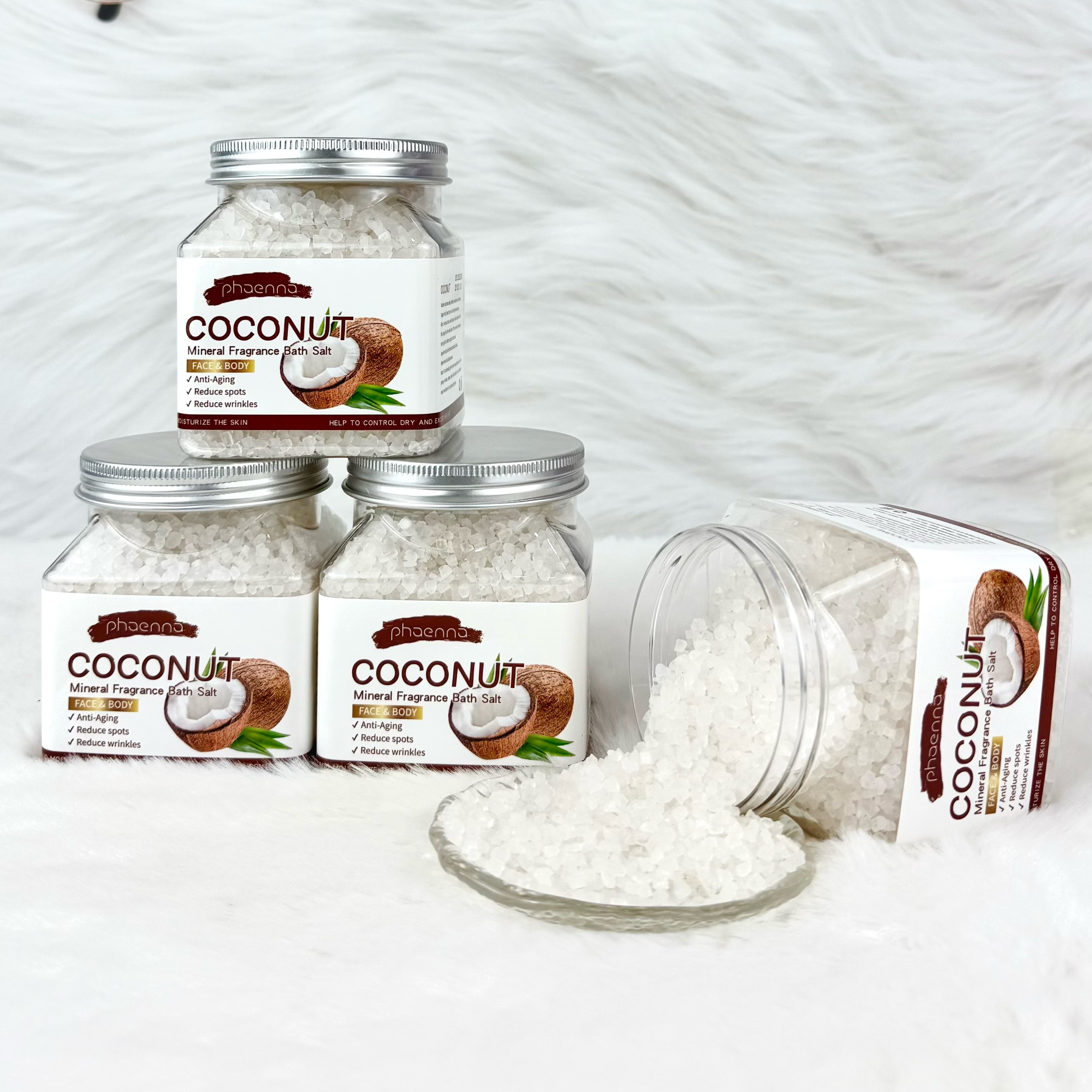 25新款400g椰子矿物香氛沐浴粗盐Coconut fragrance bath coarse salt