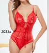 French lace one-piece underwear, waist-cinching and slimming, deep V-shaped pajamas, cut-out mesh lace-up, semi-transparent uniform set details Picture