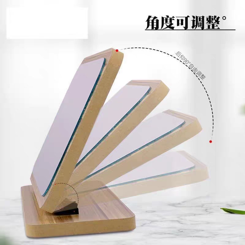 6095镜子旋转木质台式化妆镜折叠梳妆镜高清简约宿舍桌面家用不变形产品图