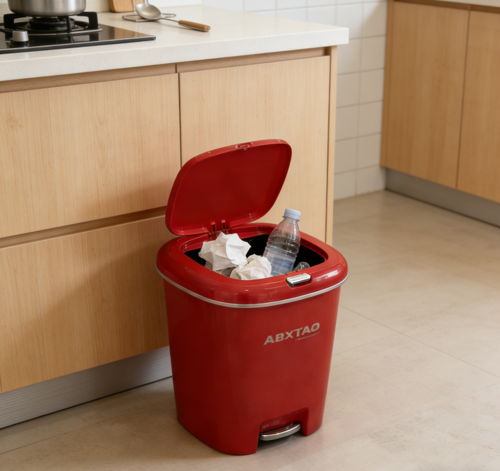 Large-sized thickened inner bucket trash cans for home, office, living room, kitchen, study, bathroom, and can be pressed and stepped on. Wholesale