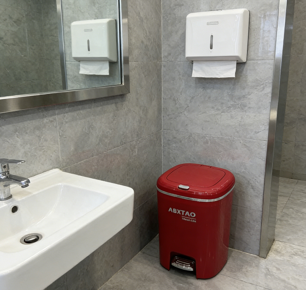 Large-sized thickened inner bucket trash cans for home, office, living room, kitchen, study, bathroom, and can be pressed and stepped on. Wholesale Specification image