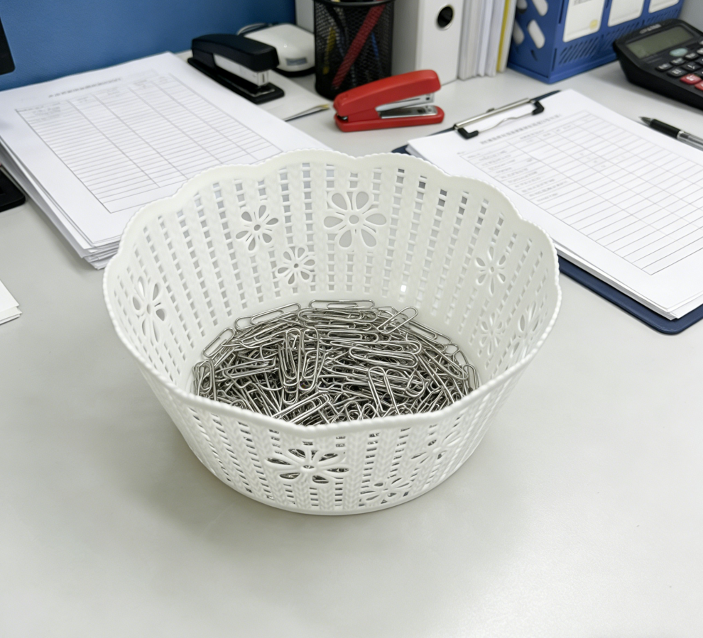 Plastic storage basket, desktop sundries storage box, round kindergarten snack and toy storage basket, small storage basket Application Scenario