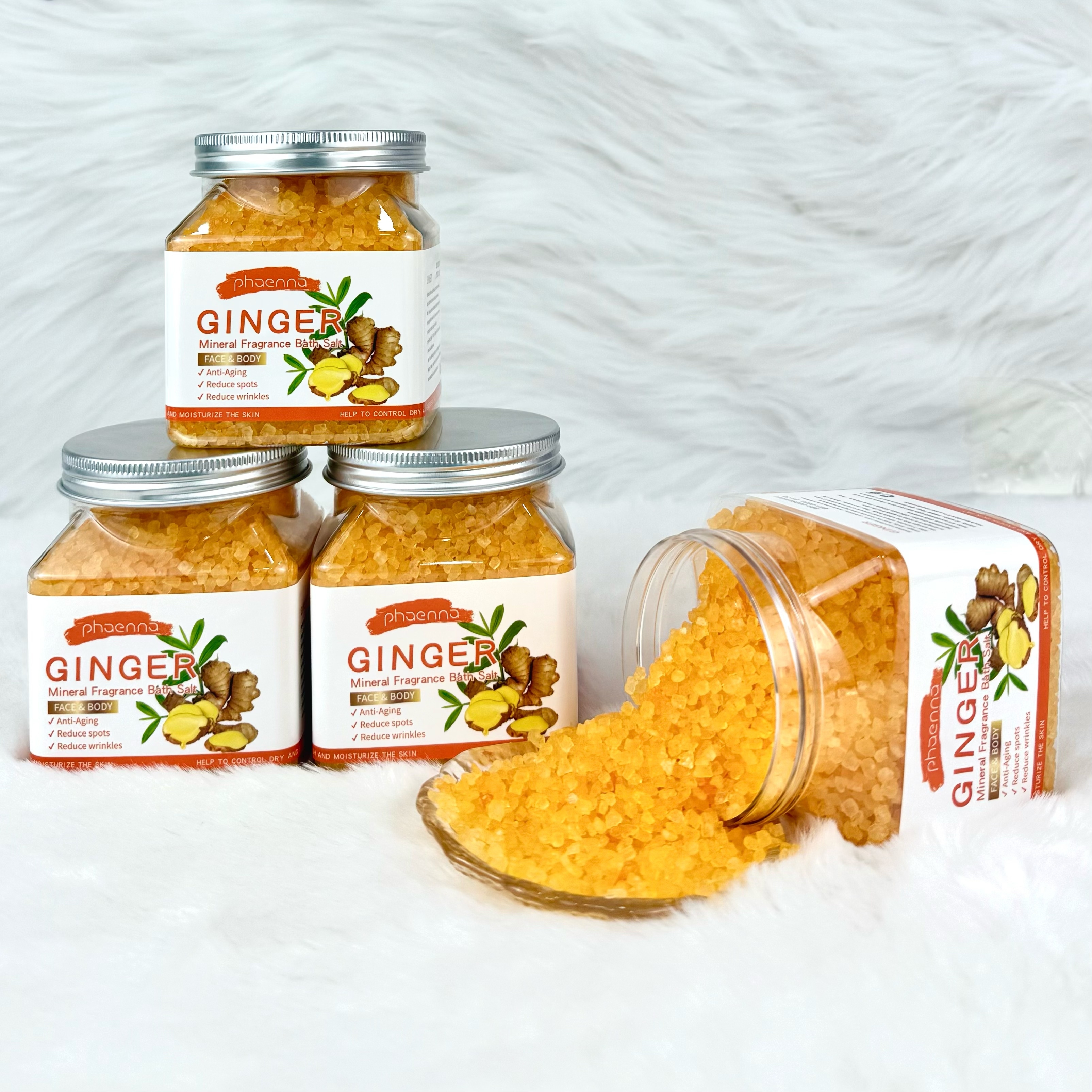 25新款400g生姜矿物香氛沐浴粗盐Ginger mineral fragrance bath coarse salt