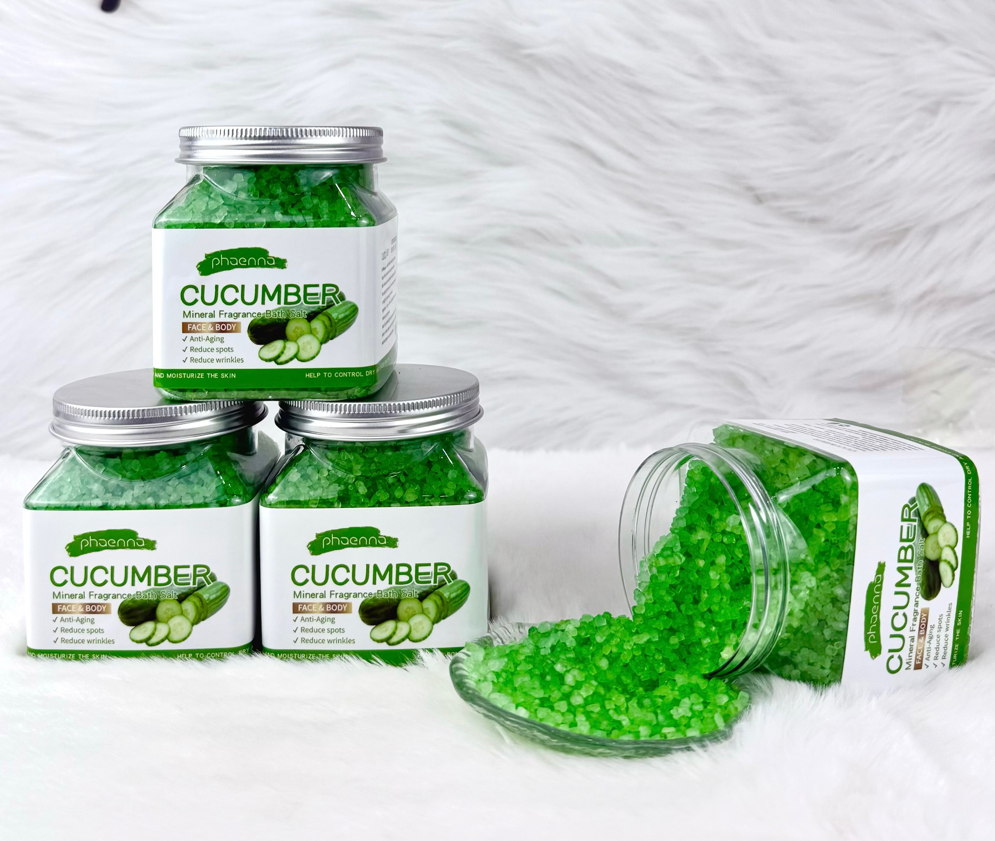 25新款400g黄瓜矿物香氛沐浴粗盐Cucumber fragrance bath coarse salt