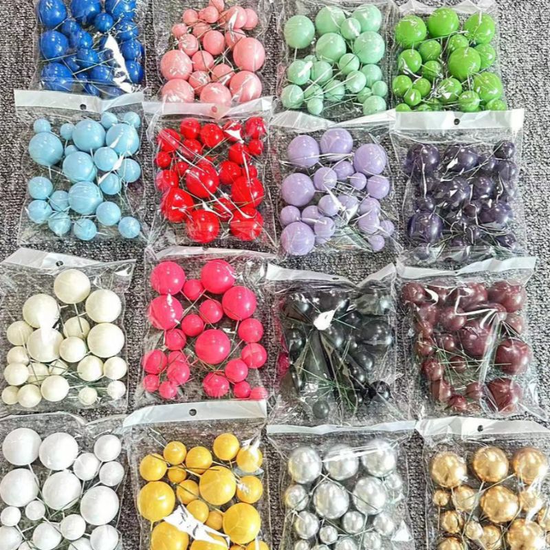 烘焙蛋糕装饰摆件彩色泡沫球球生日蛋糕装饰派对用品蛋糕插牌蛋糕装饰详情4