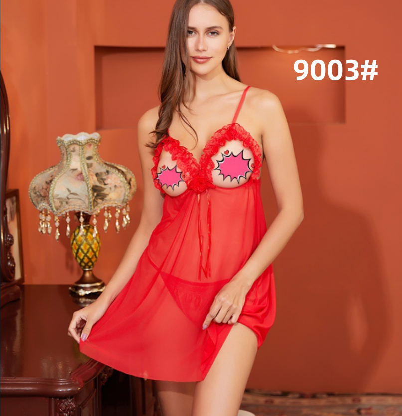 大码性感网纱露背吊带睡裙蕾丝后开叉睡衣吊带大码镂空情绪吊带睡衣裙