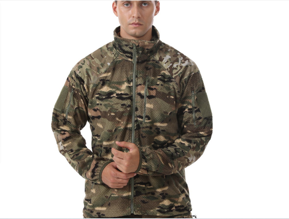 Outdoor sports men's camouflage, fleece jacket, warm down jacket, inner lining, polar fleece casual work jacket details Picture