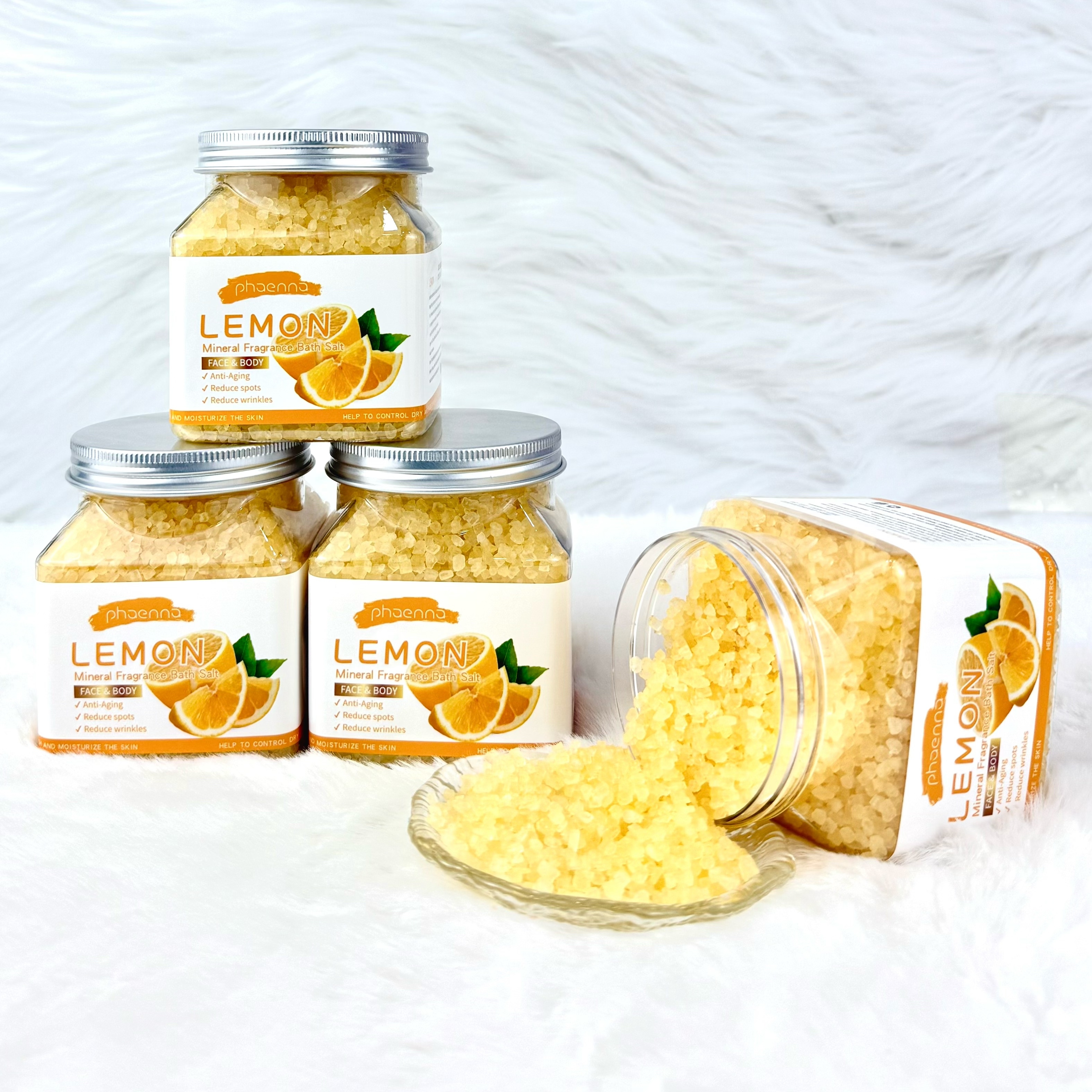 25新款400g柠檬矿物香氛沐浴粗盐Lemon mineral fragrance bath coarse salt