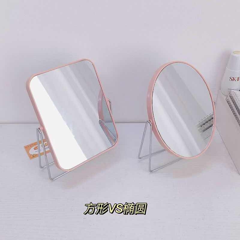 322椭圆家用小镜子高颜值梳妆台化妆镜家用卧室桌面梳妆镜网红宿舍美妆镜
