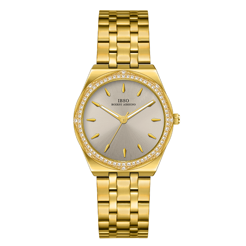 IBSO爱彼思诺新款女士石英表 钢带大表盘镶钻设计 个性潮流时尚款 跨境外贸热销产品1109