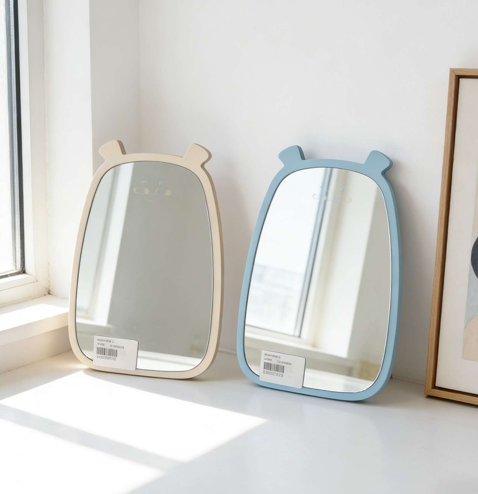 606彩板折叠桌面木制化妆镜女宿舍桌面便携式高清卡通可爱公主镜