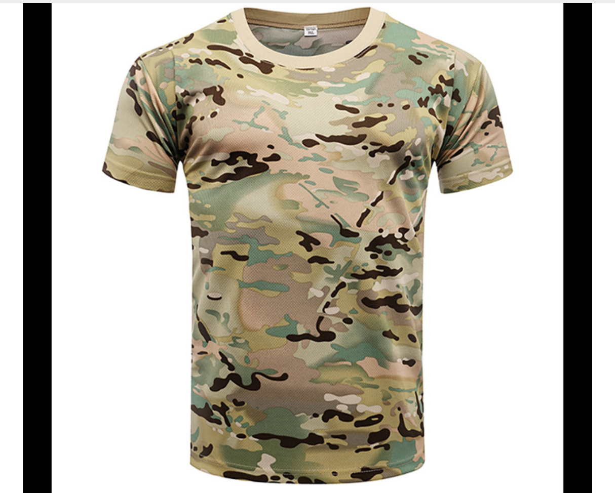 男士夏季户外迷彩服短袖速干运动T-恤户外体能训练服战术T恤